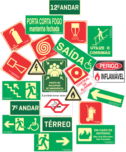Sinalização de rotas de fuga e emergência